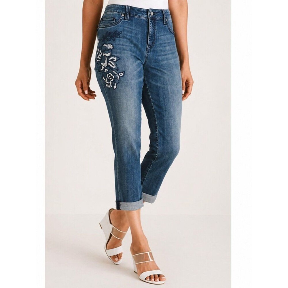 Chico's So Slimming Girlfriend Slim Leg Crop Jeans Size 1 (8)